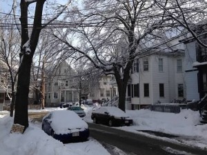 Somerville houses in winter